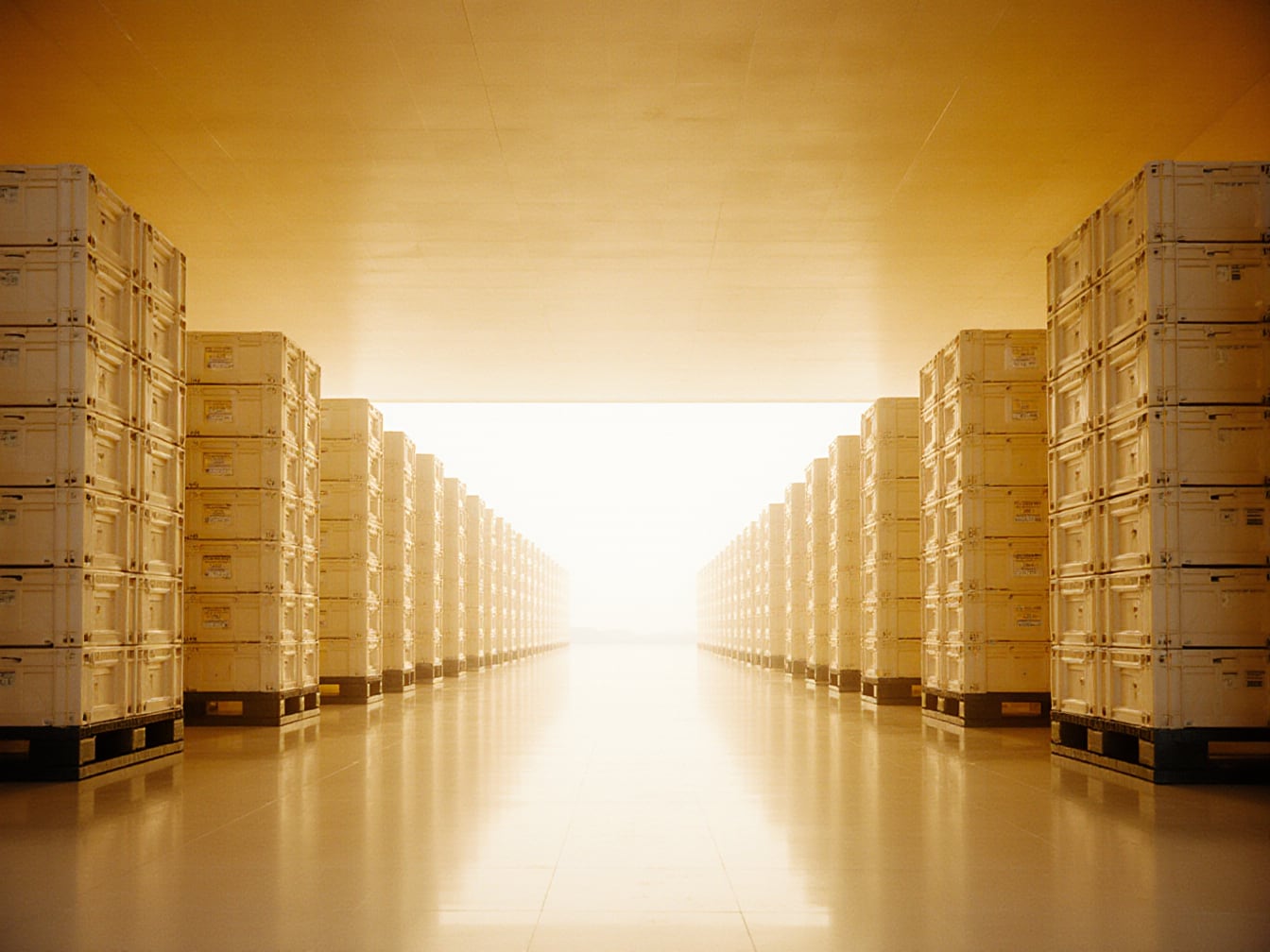 A regional provisioning hall, held in proportion to need.